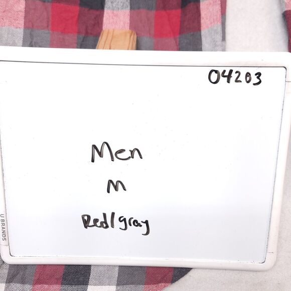 Croft & Barrow Gingham Flannel Casual Button Up Shirt Mens Size Medium M Red - Picture 9 of 10